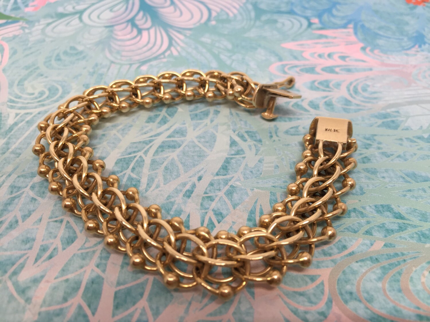 Gorgeous 14k Fancy Double Spiral Link Charm Bracelet