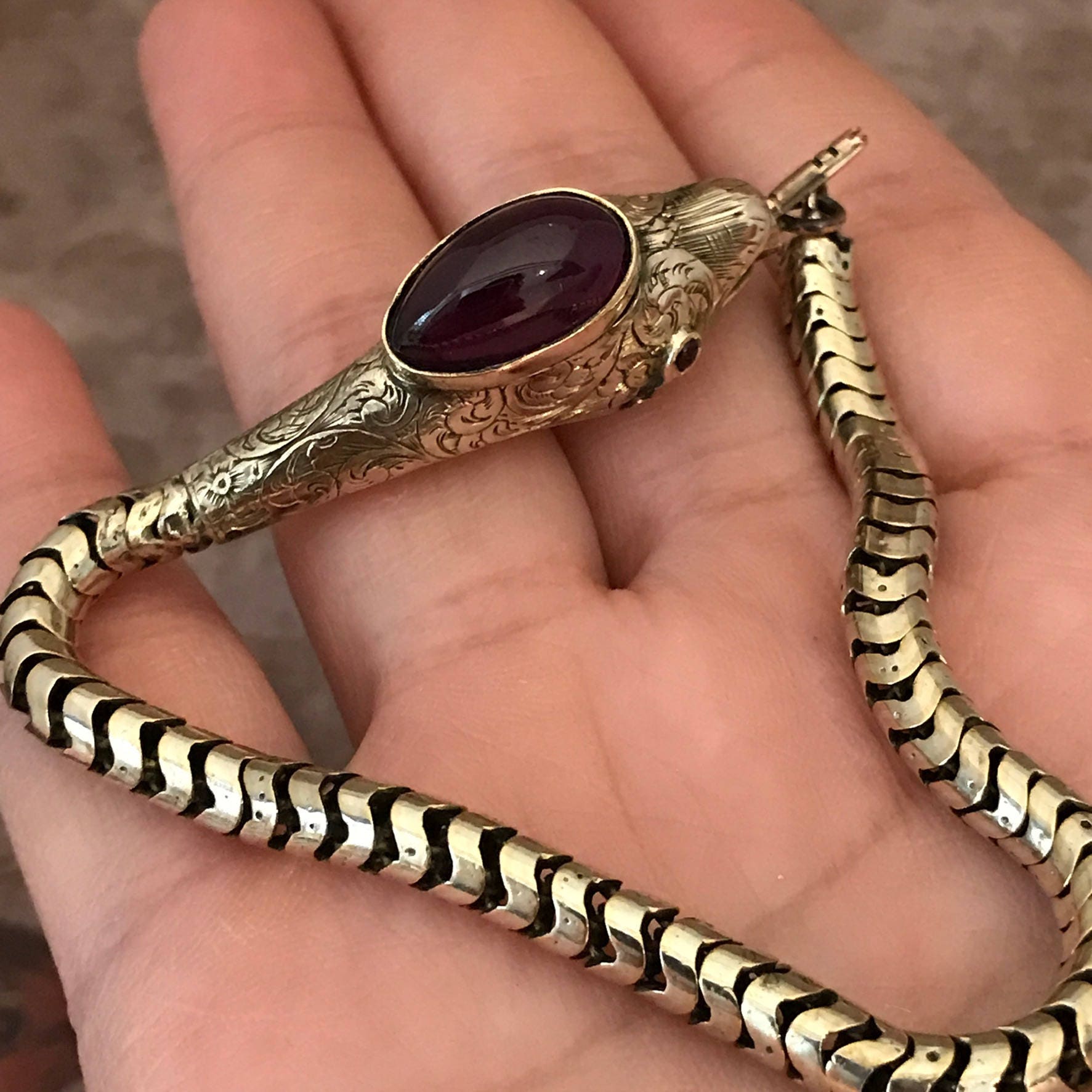 Antique Victorian Snake Bracelet in 9ct Gold / Victorian Serpent