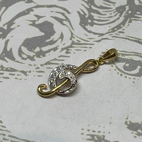 Vintage 14k Treble Clef Pendant with Diamonds