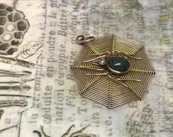 Antique Victorian 9ct Spider Web Pendant