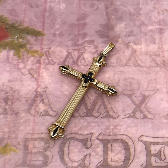 Vintage 9ct Gold Enameled Cross