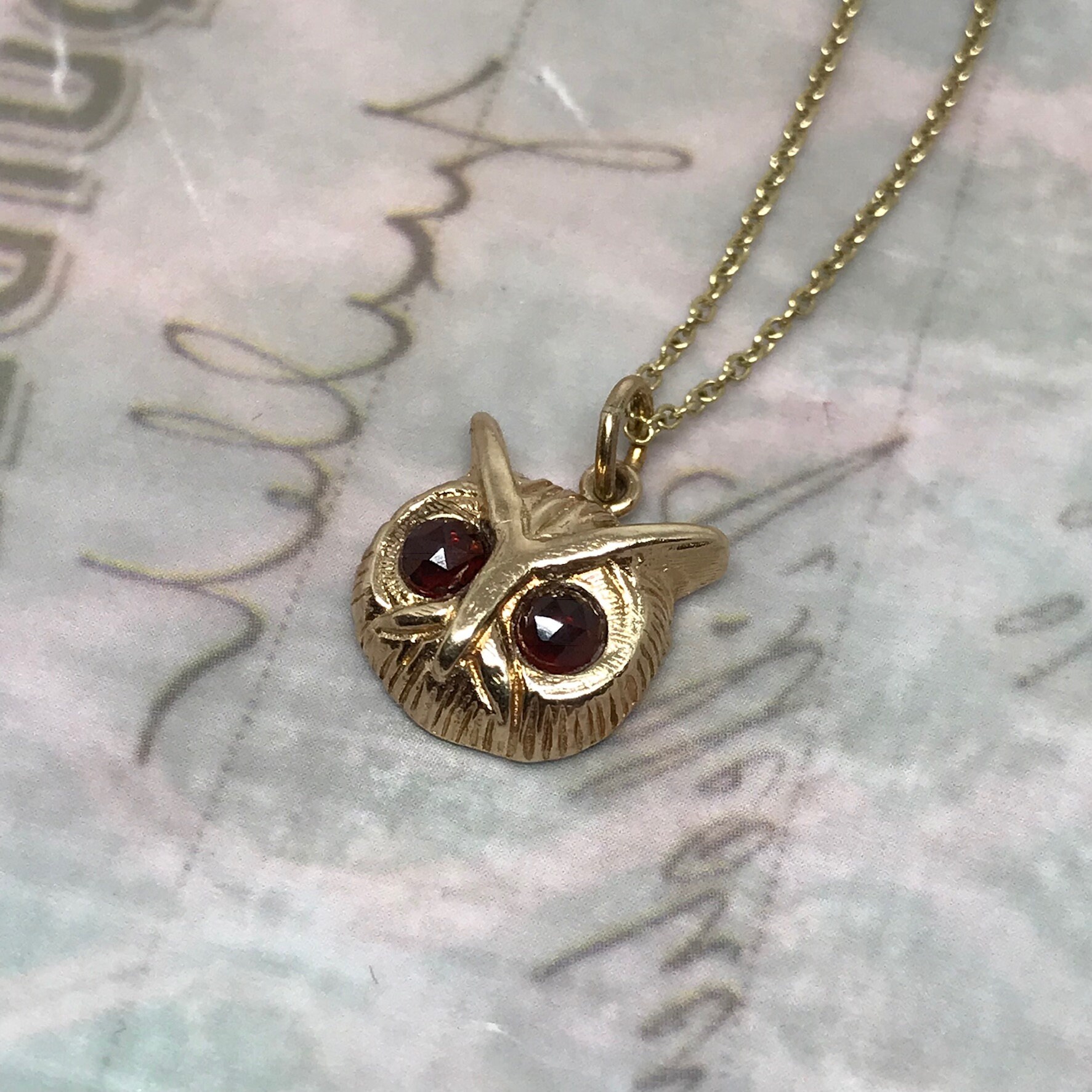 Vintage 14K Owl Pendant with Eyes