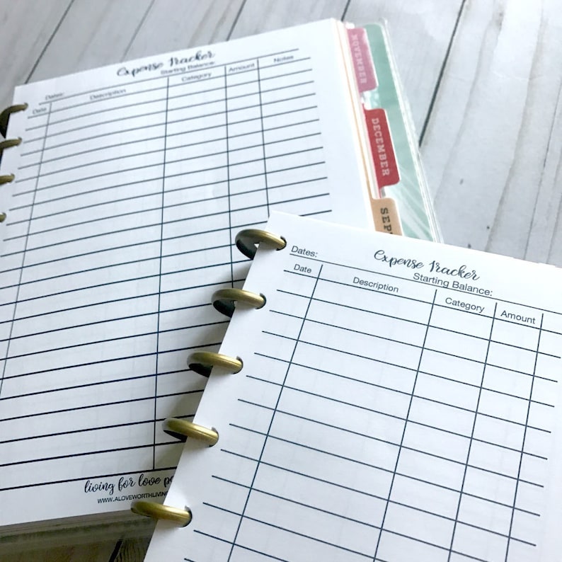 Happy planner expense tracker half sheet printable - tracefity