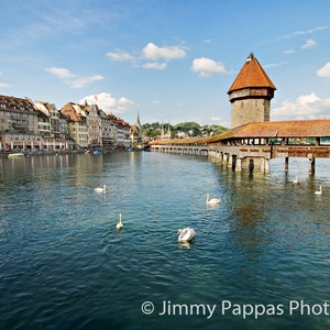 Lucerne Switzerland and the Chapel Bridge, Fine Art Print, Jimmy Pappas Photography