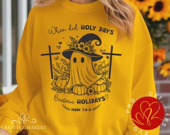 Fantasma cristiano de Halloween en formato SVG, diseño para días festivos (descarga digital)