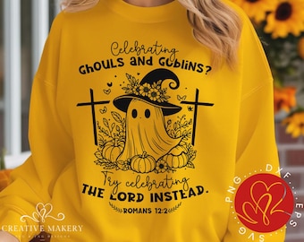 Celebra al Señor Halloween Fantasma SVG, Archivo Cricut Cristiano (Descarga Digital)