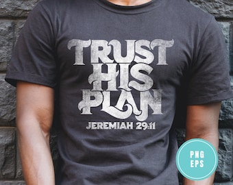 Trust HIS Plan Textured PNG, Christian Faith Design (Digital Download)