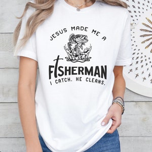 Jesus made me a fisherman SVG Cut File | Jesus SVG | Fishing svg | Faith svg | Outdoor svg | Jesus Fish svg | Cricut svg | DTF Printing file