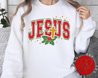 Diseño navideño de Jesús en formato SVG, diseño cristiano de Navidad (descarga digital)