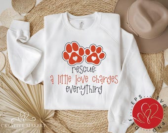 Huellas de patas de perro rescatado SVG, para amantes de los animales (descarga digital)