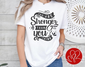 Frase inspiradora en formato SVG: Eres más fuerte de lo que crees (Descarga digital)