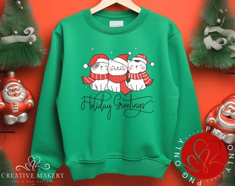 Christmas Cats PNG, Holiday Greetings, Festive Cat Lovers (Digital Download)