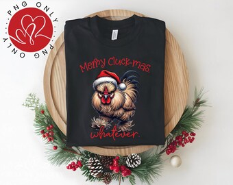 Feliz Navidad, Pollo Cluck-mas PNG, Diseño de Sublimación Navideña (Descarga Digital)