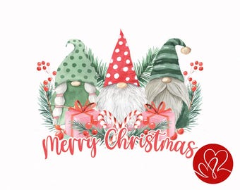 Merry Christmas Gnomes PNG, Holiday Clipart (Digital Download)