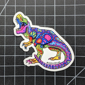 Trippy Dinosaur Sticker | Psychedelic Sticker | T-Rex Sticker | Tyrannosaurus Sticker | Water Bottle Sticker | Laptop Sticker