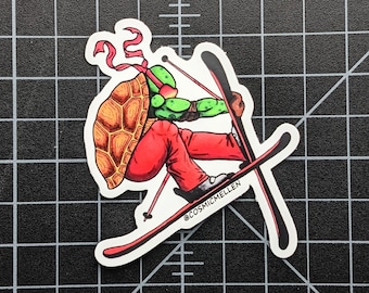 Pegatina de tortuga con pañuelo rojo / Pegatina de Rafael / Pegatina de esquí / Pegatina de botella de agua / Pegatina para portátil / Pegatina de TMNT / Pegatina de tortuga