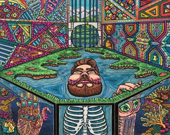Art Print / "The Walls" / Psychedelic Art Print / Trippy Art / Surreal Art / Hand Drawn Art /