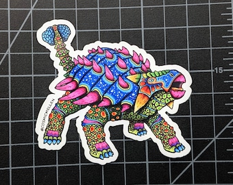 Trippy Dinosaur Sticker | Psychedelic Sticker | Ankylosaurus Sticker | Water Bottle Sticker | Laptop Sticker | Dinosaur Decal