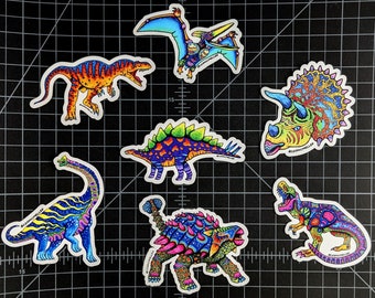 Sticker Pack | Trippy Dinosaur Sticker | Psychedelic Sticker | Trippy Sticker | Water Bottle Sticker | Laptop Sticker