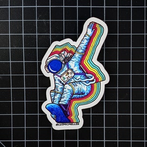 Trippy Sticker | Water Bottle Sticker | Flask Sticker | Laptop Sticker | Spaceman | Holographic Sticker | Cosmonaut | Snowboard Decal
