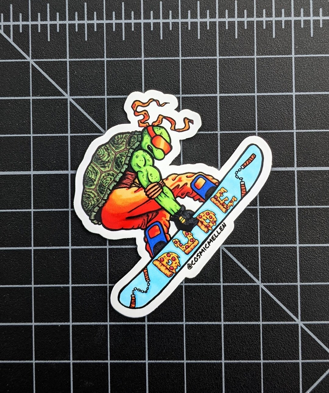 Mikey Sticker Snowboarding Turtle Water Bottle Sticker Laptop Sticker