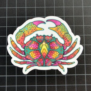 Sticker | Crab Sticker | Laptop Sticker | Trippy Crab Sticker | Crustacean | Water Bottle Sticker | SCUBA Sticker