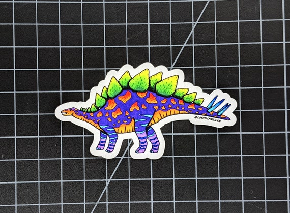 Trippy Dinosaur Sticker | Psychedelic Sticker | Trippy Sticker | Water Bottle Sticker | Laptop Sticker | Stegosaurus Sticker