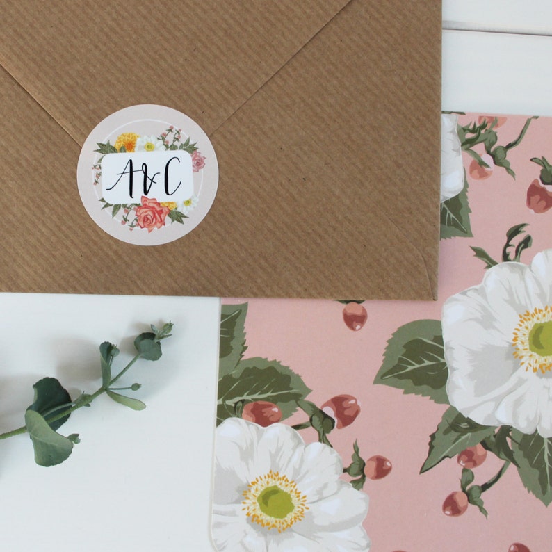 Personalised Floral Stickers Envelope Seal Personalised Etsy