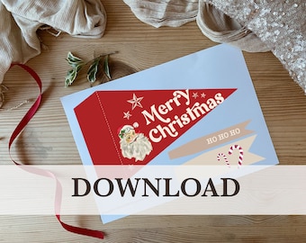 Merry Christmas - Pennant Flag: DIY Printable Download