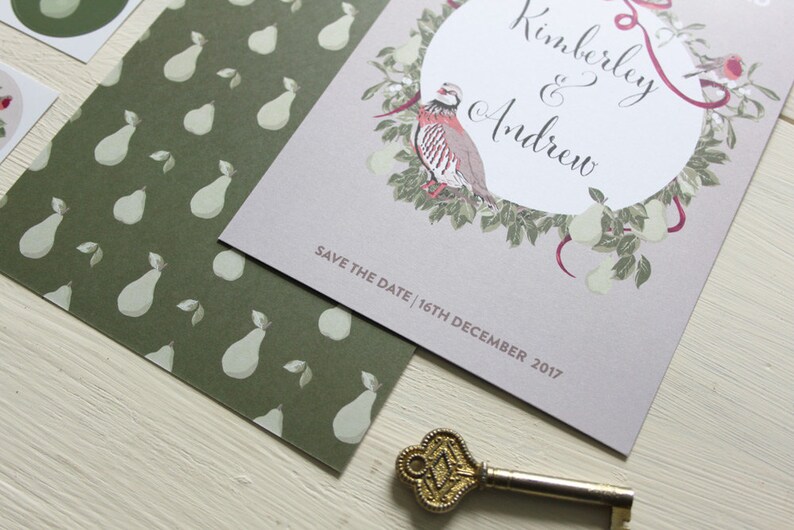 Save The Date with Envelope Christmas Wedding Save The Dates The Love Pear collection Winter Wedding Save The Date
