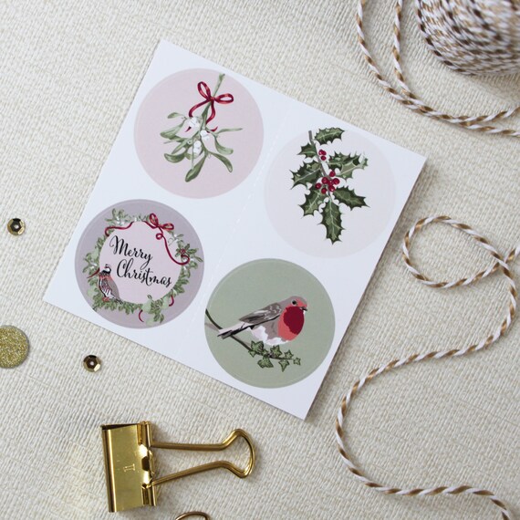 Christmas Stickers Festive Envelope Seals  Etsy
