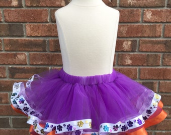 Purple Animal Cruelty Awareness tutu - Purple Paw print ribbon tutu - Animal print toddler tutu - Ribbon trimmed infant tutu - Ribbon tutu