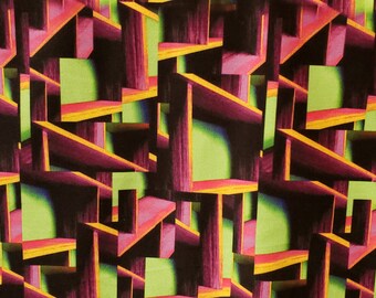 Geometric Neon Optical Illusion Fabric, 4-Way Stretch Spandex, USA Made