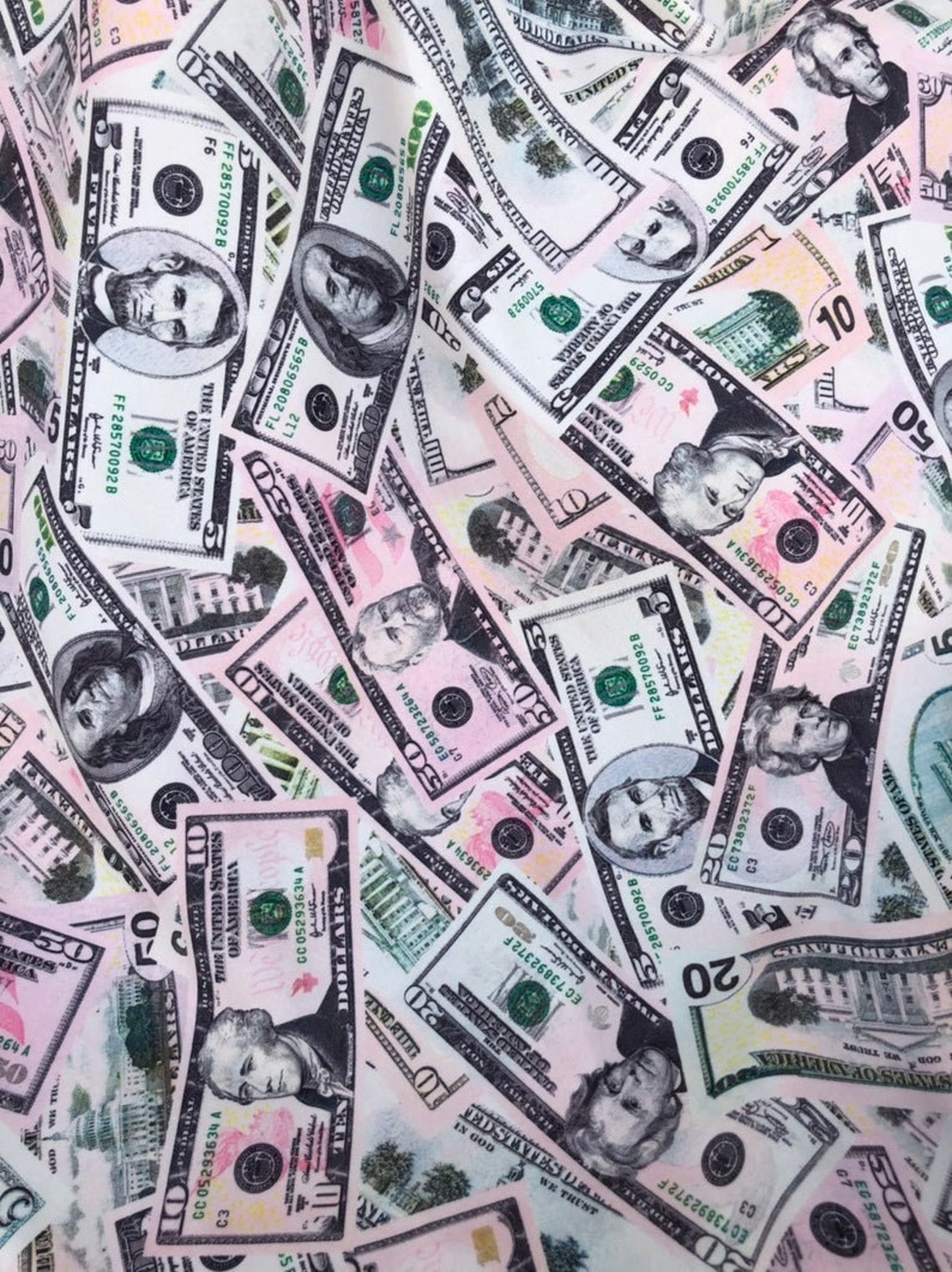 Multi Dollar Money Print Fabric on Four Way Stretch Poly Etsy