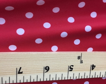 Red Polka Dot Nylon Spandex Fabric, 4-Way Stretch, Sold by the Yard
