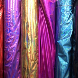 NEW Electric  Iridescent Metallic Iridescent Foil On 4 Way Stretch Nylon  Spandex Fabric 60&#39; Inch Wide Sold By Yard