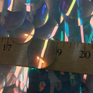 New iridescent clear jumbo teardrop 1x1.5 inch pink,aqua blue, green, paillette sequin on mesh fabric sold by the yard la20fabrics image 3