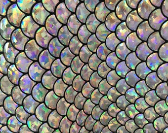 4way stretch  mermaid  fish scales  spandex foil fabric sold  by the yard