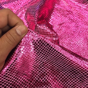 New iridescent pink 4 tone cracked ice design on poly spandex fabric 60 inch wide sold by the yard