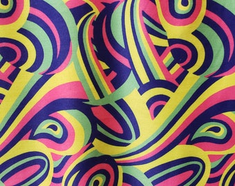 Psychedelic Swirl Fabric, 4-Way Stretch Poly Spandex, USA Made