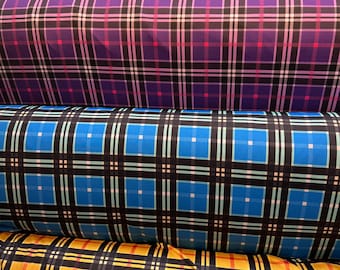 Plaid Nylon Spandex Fabric - 4-Way Stretch Swimsuit Material