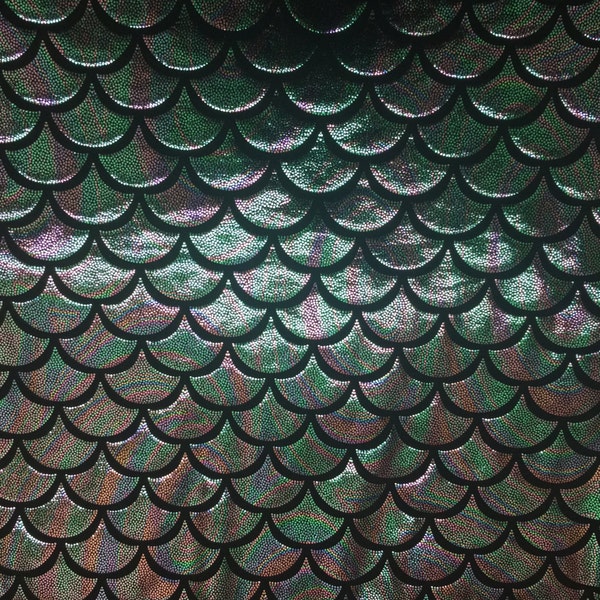 4way stretch two tone iridescent jumbo mermaid  fish scales  spandex foil fabric sold  by the yard