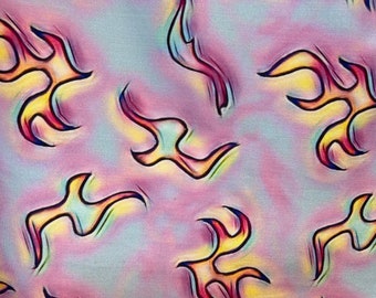 Pastel Flames Fabric, USA Milled 4-Way Stretch Spandex, 60" Wide