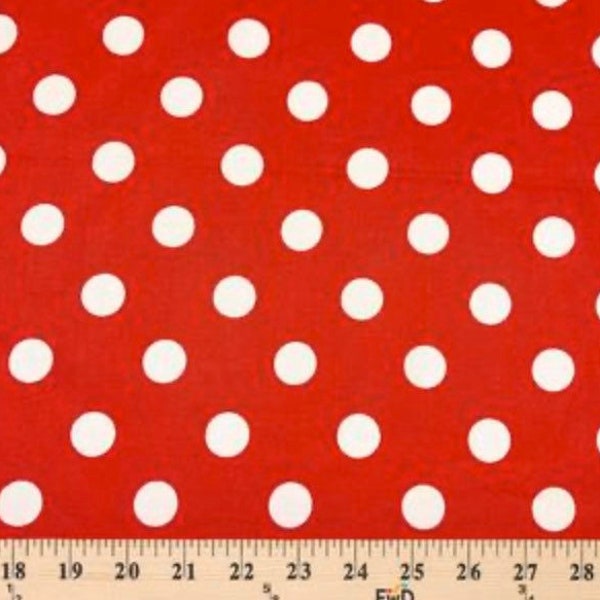 Red/white polka dots on poly cotton fabric for face masks and hospital gowns nice quality soft fabric 52” inch sold by the yard