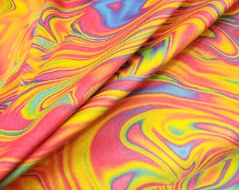 MADE IN USA nylon 4 way stretch poly spandex groovy 60s rainbow colorful swirl tie dye swish fabric 60" inch wide by the yard {la20fabrics}