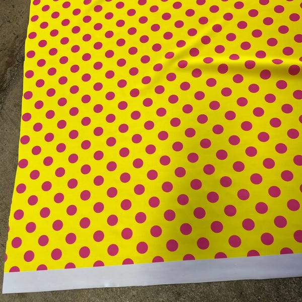 Yellow Polka Dot Spandex Fabric - 4-Way Stretch, 60" Wide