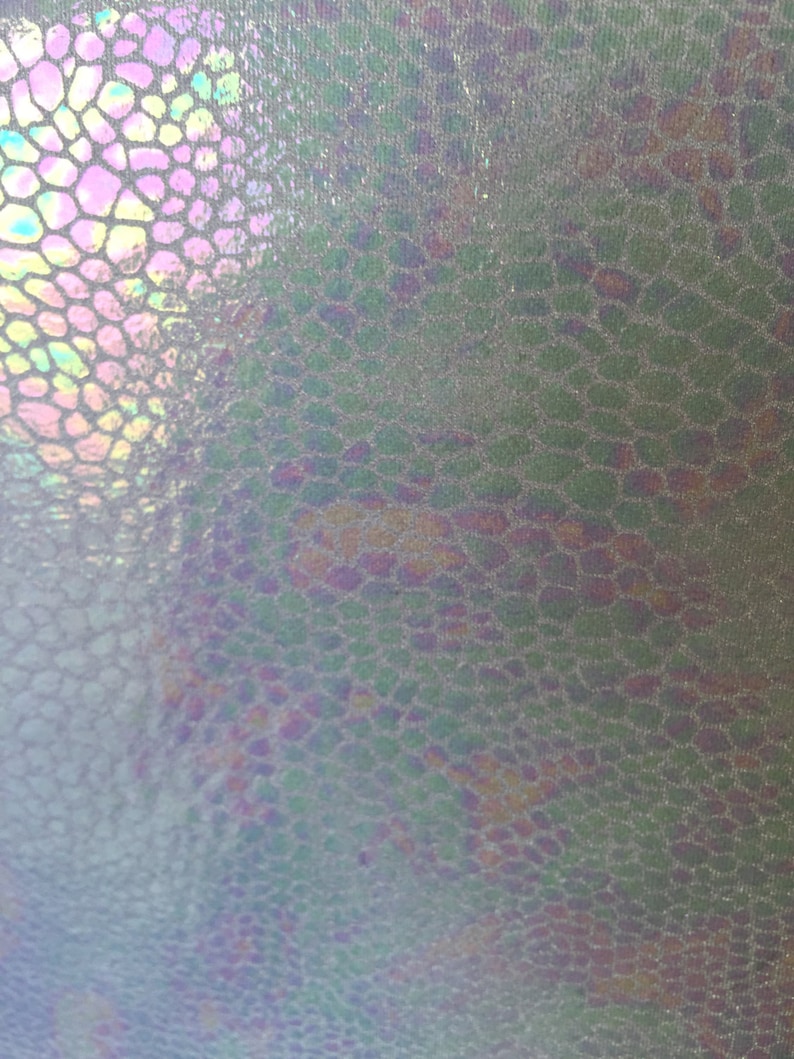Iridescent two tone whitepink reptile skin nylon spandex 4 way stretch fabric by the yard