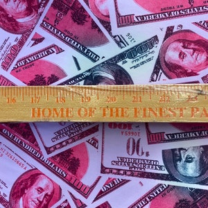 Pink 100 Dollar Bills Money Print Fabric Four way Stretch Spandex Fabric Money Print sold by the yard or more by la20fabrics