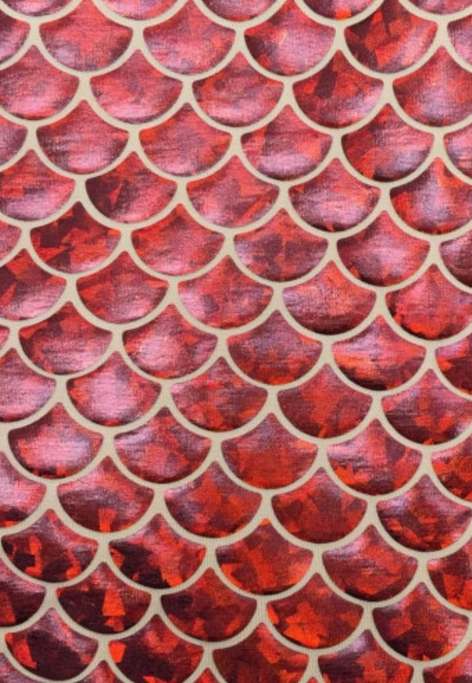 4way stretch mermaid fish scales red out line/red foil Etsy
