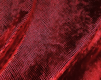 Red Cracked Ice Poly Spandex Fabric, 4-Way Stretch, 60" Wide (By The Yard)